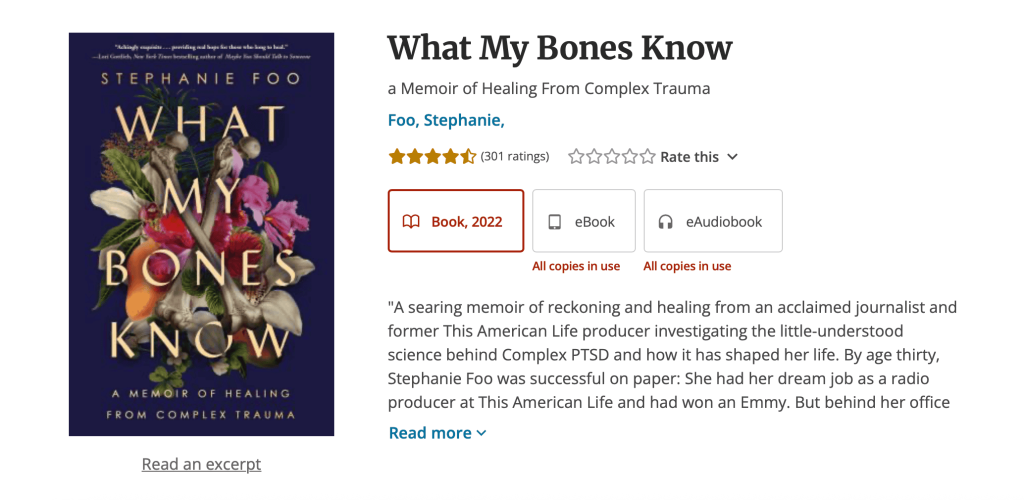 What My Bones Know: a Memoir of Healing From Complex Trauma by Stephanie Foo