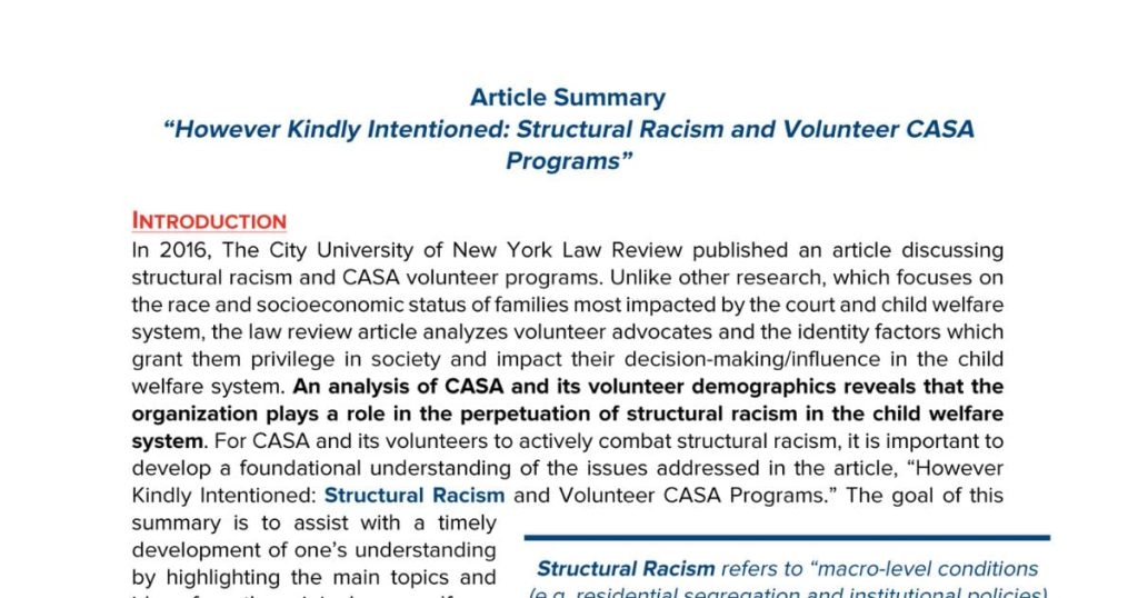 Article Summary for “However Kindly Intentioned”