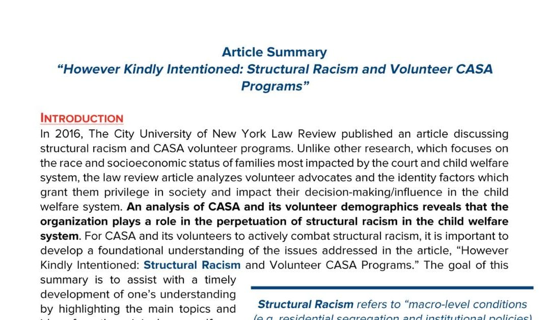 Article Summary for “However Kindly Intentioned”