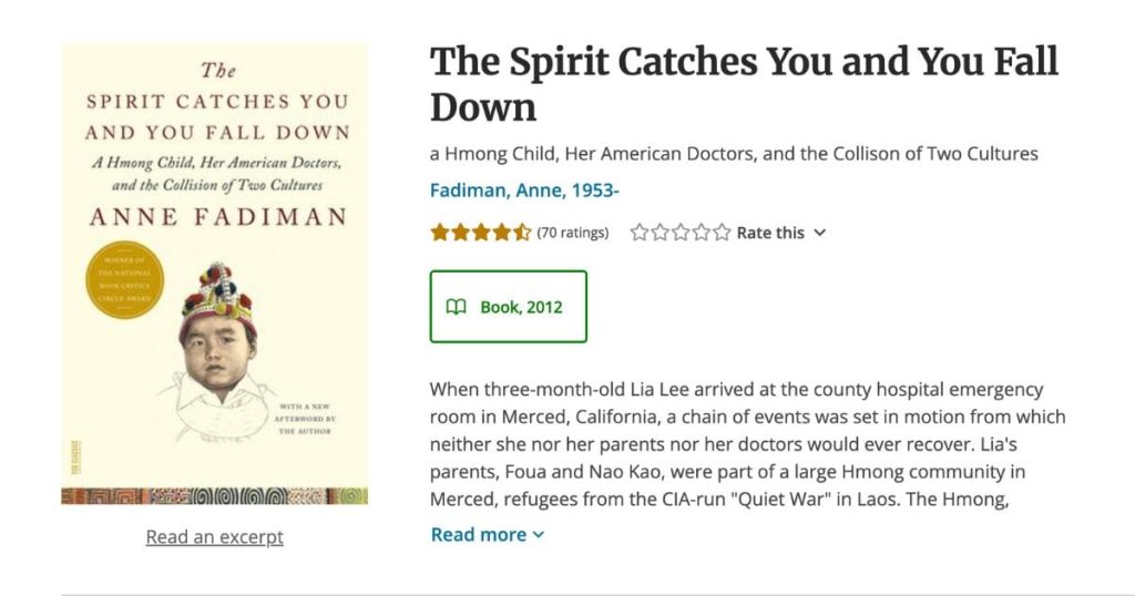 The Spirit Catches You and You Fall Down by Anne Fadiman